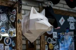 Wolf Head: Digital Files for Papercraft. Include Printable Pdf Template, DXF, SVG Drawings for Download. 3d Origami Low Poly Model DIY.