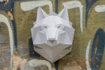 Wolf Head: Digital Files for Papercraft. Include Printable Pdf Template, DXF, SVG Drawings for Download. 3d Origami Low Poly Model DIY.