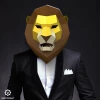 Lion Mask 3D Low poly Papercraft, DIY, PDF