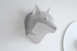 Wolf Head: Digital Files for Papercraft. Include Printable Pdf Template, DXF, SVG Drawings for Download. 3d Origami Low Poly Model DIY.