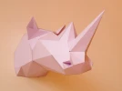 Rhino Trophy 3D Papercraft Model - Download PDF Template - DIY Decoration