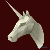 Unicorn Head 3D Wall Decor Low poly Papercraft, DIY, PDF