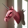 Unicorn Head 3D Wall Decor Low poly Papercraft, DIY, PDF