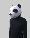 Panda bear mask template - paper mask, papercraft mask, masks, 3d mask, low poly mask, 3d paper mask, paper mask template, animal mask