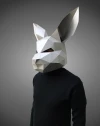 Grey rabbit mask template - paper mask, papercraft mask, masks, 3d mask, low poly mask, 3d paper mask, paper mask template, animal mask