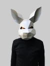 Grey rabbit mask template - paper mask, papercraft mask, masks, 3d mask, low poly mask, 3d paper mask, paper mask template, animal mask