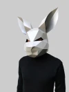 Grey rabbit mask template - paper mask, papercraft mask, masks, 3d mask, low poly mask, 3d paper mask, paper mask template, animal mask