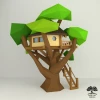 DIY TreeHouse model, 3D Papercraft PDF pattern / Simple Origami lowpoly Architectural kit for adults or kids Room Decor / Anniversary Gift