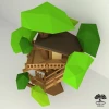 DIY TreeHouse model, 3D Papercraft PDF pattern / Simple Origami lowpoly Architectural kit for adults or kids Room Decor / Anniversary Gift