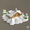 DIY house diorama 3d papercraft PDF pattern/ Low poly woodland theme paper craft Doll House/ nordic style Log Cabins decor Housewarming gift