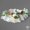 DIY house diorama 3d papercraft PDF pattern/ Low poly woodland theme paper craft Doll House/ nordic style Log Cabins decor Housewarming gift