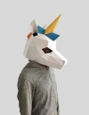 Unicorn mask template - paper mask, papercraft mask, masks, 3d mask, low poly mask, 3d paper mask, paper mask template, animal mask