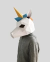 Unicorn mask template - paper mask, papercraft mask, masks, 3d mask, low poly mask, 3d paper mask, paper mask template, animal mask