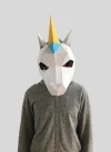 Unicorn mask template - paper mask, papercraft mask, masks, 3d mask, low poly mask, 3d paper mask, paper mask template, animal mask