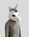 Unicorn mask template - paper mask, papercraft mask, masks, 3d mask, low poly mask, 3d paper mask, paper mask template, animal mask