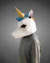 Unicorn mask template - paper mask, papercraft mask, masks, 3d mask, low poly mask, 3d paper mask, paper mask template, animal mask