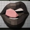 Lips Papercraft Low Poly Decoration, PDF Template, DIY Paper 3D CumulusCraft