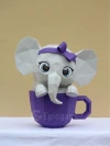 Cute elephant in cup 3d paper craft PDF, low poly paper craft DIY origami decoration pepakura