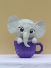 Cute elephant in cup 3d paper craft PDF, low poly paper craft DIY origami decoration pepakura