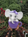 Cute elephant in cup 3d paper craft PDF, low poly paper craft DIY origami decoration pepakura