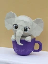 Cute elephant in cup 3d paper craft PDF, low poly paper craft DIY origami decoration pepakura