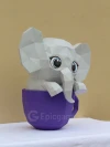 Cute elephant in cup 3d paper craft PDF, low poly paper craft DIY origami decoration pepakura