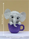 Cute elephant in cup 3d paper craft PDF, low poly paper craft DIY origami decoration pepakura