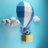 Papercraft Stitch in Hot Air Balloon | Hot air Balloon stitch | DIY KIT Template, Decoration, Low Poly, origami, PDF kit, Pepakura, Paper