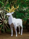 Papercraft 3D ROYAL DEER pepakura Pdf paperfreak template Low Poly Paper Sculpture pattern gift Decor Christmas polygonal new year animal