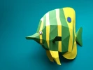 Papercraft BUTTEFLY FISH 3D Pepakura sea creatures paperfreak low poly sculpture DIY wall decor halloween party decor pattern template