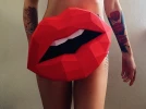 Papercraft 3D LIPS MOUTH WITH teeth pepakura pdf template Low polygonal Paper Sculpture Diy gift Decor Puckered Lips beauty shop trophy art