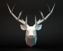 Papercraft 3D DEER HEAD horns TYPE2 pepakura PDF template Low Poly Paper Sculpture DiY gift Decor for crismass pattern polygonal anmals