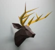 Papercraft 3D DEER HEAD horns TYPE2 pepakura PDF template Low Poly Paper Sculpture DiY gift Decor for crismass pattern polygonal anmals