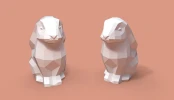 Papercraft 3d SITTING RABBIT BUNNY 3D Low Poly Paper Sculpture DiY gift Decor home office pepakura pattern template handmade animals dog