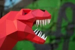Papercraft dinosaur T-REX TYRANNOSAURUS 3D Low Poly Paper sculpture DIY gift Decor for home & office pepakura pattern template jurassic park