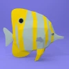 Papercraft BUTTEFLY FISH 3D Pepakura sea creatures paperfreak low poly sculpture DIY wall decor halloween party decor pattern template