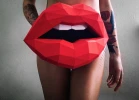 Papercraft 3D LIPS MOUTH WITH teeth pepakura pdf template Low polygonal Paper Sculpture Diy gift Decor Puckered Lips beauty shop trophy art