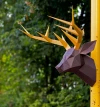 Papercraft 3D DEER HEAD horns TYPE2 pepakura PDF template Low Poly Paper Sculpture DiY gift Decor for crismass pattern polygonal anmals