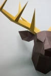 Papercraft 3D DEER HEAD horns TYPE2 pepakura PDF template Low Poly Paper Sculpture DiY gift Decor for crismass pattern polygonal anmals