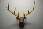 Papercraft 3D DEER HEAD horns TYPE2 pepakura PDF template Low Poly Paper Sculpture DiY gift Decor for crismass pattern polygonal anmals
