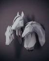 Papercraft 3D ARABIAN HORSE HEAD 3 Low Poly unicorn Paper Sculpture DiY gift wall Decor home nursery pepakura pattern template kids animals