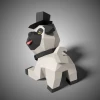 Cute Pug Dog Play Pose Paper Sculpture, Printable PDF template, Handmade Cute Dog Figurine Papercraft, 3D puzzle, Low Poly Home Decor