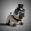 Cute Pug Dog Play Pose Paper Sculpture, Printable PDF template, Handmade Cute Dog Figurine Papercraft, 3D puzzle, Low Poly Home Decor