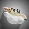 Fennec Fox on Cloud Paper Sculpture, Printable PDF template, Handmade Wild Animal Figurine Papercraft, 3D puzzle, Low Poly Wall Decor, DIY Gift