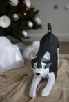 Papercraft 3D STRETCHING HUSKY DOG Puppy pepakura Pdf template Low polygonal Papercraftfreak Sculpture Decor loft office animal lover gift