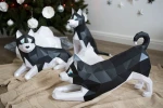 Papercraft 3D STRETCHING HUSKY DOG Puppy pepakura Pdf template Low polygonal Papercraftfreak Sculpture Decor loft office animal lover gift
