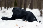 Papercraft 3D BLACK PANTHER wild cat or tiger pepakura template Low polygonal Paper Sculpture Decor home loft office animal lover