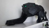 Papercraft 3D BLACK PANTHER wild cat or tiger pepakura template Low polygonal Paper Sculpture Decor home loft office animal lover