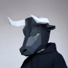 Cow mask, Bull mask template - DIY Animal Head, Halloween mask, Instant Pdf download, Printable Papercraft Template, 3D Low Poly Paper Mask