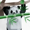 Panda Hanging on Tree Paper Sculpture, Printable PDF template, Handmade Wild Animal Figurine Papercraft, 3D puzzle, Low Poly Wall Decor